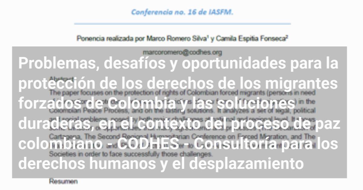 Problemas, desafíos y oportunidades para la protección de los derechos ...